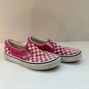 Vans Kids Pink and White Checkered Slip-On Sneakers